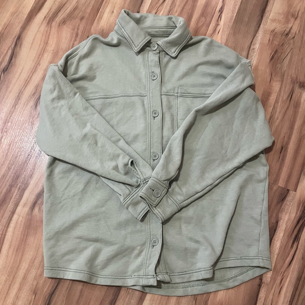 American Eagle Oversized Full Button Down In Oliv… - image 1